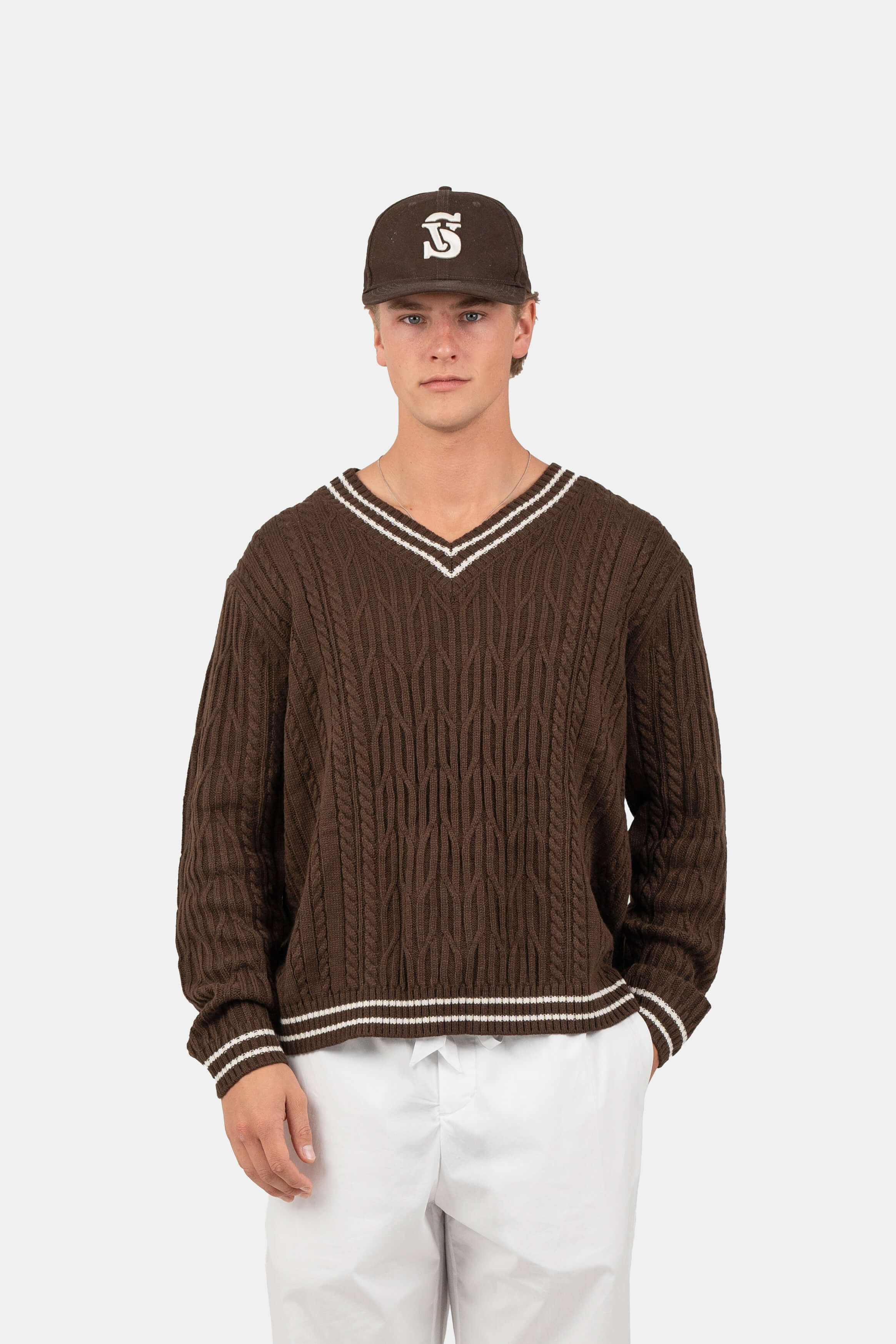 Langærmet Kabel Strik Brun | Skagen-clothing.dk